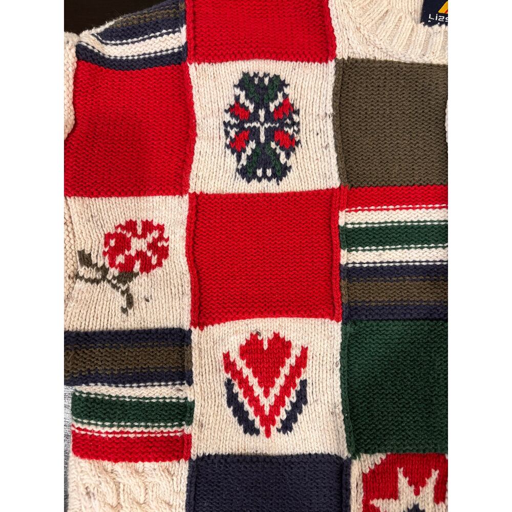 Vintage 90s LizSport Patchwork "Grandma" Cottagecore Cardigan Sweater - Picture 5 of 5
